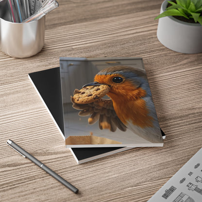 Rosi Rotkehlchen mit Schokokeks Notizbuch A5 liniert als Cozy Journal für Vogelfreunde und Naturliebhaber