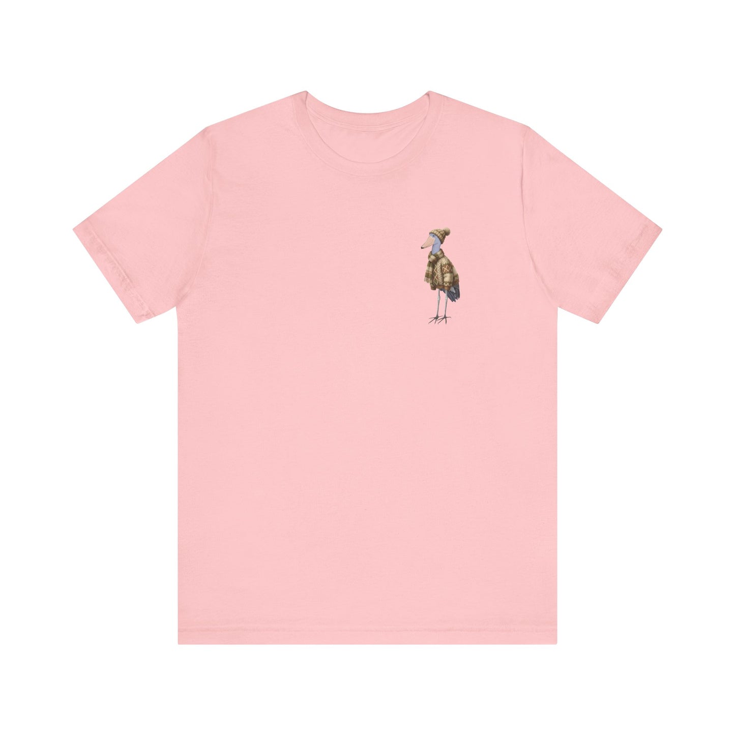 Schuhschnabel in Strick T-Shirt – Weiches Premium Shirt mit Winterlichem Vogelmotiv