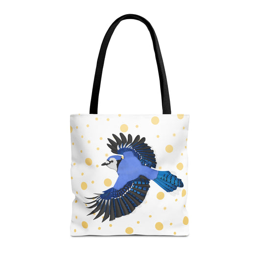 Blue Jay mit Goldenen Punkten Vogel Tragetasche 40x40cm