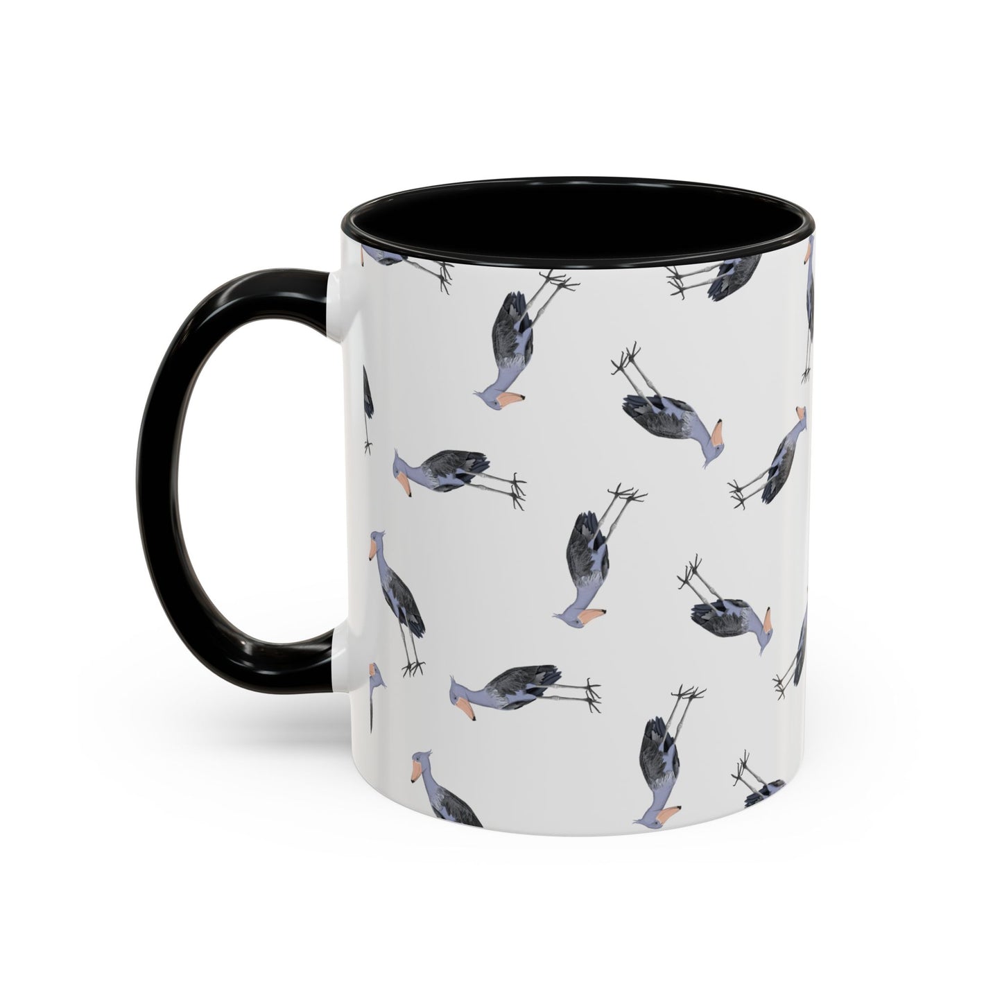 Schuhschnabel Tasse mit Streumuster | Vogelmotiv Kaffeebecher für Vogelbeobachter & Naturfreunde – Accent Coffee Mug and Birds Design style