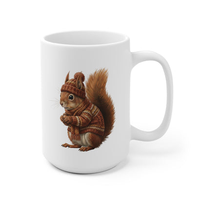 Eichhörnchen mit Strickpullover Weihnachtliche Tasse mit Tiermotiv – Ideal für Kakao & Kaffee