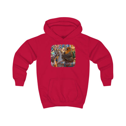Kuscheliger Kinder Hoodie Rosi Rotkehlchen & das Karussell-Einhorn