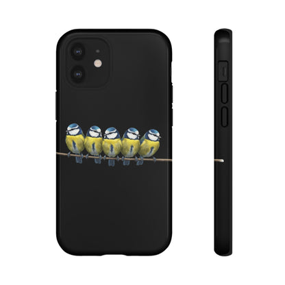 Blaumeisen auf einem Ast Premium Handyhülle – Doppelt Geschützt & Rundum Bedruckt Schwarz