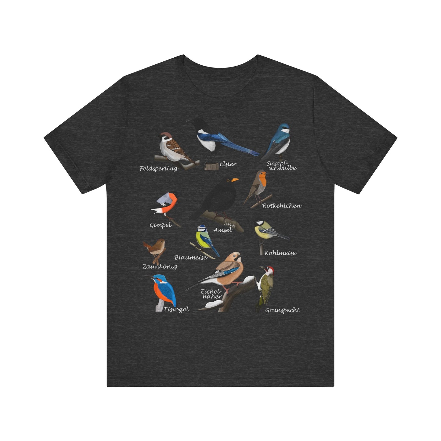 Amsel Rotkehlchen Blaumeise Zaunkönig Vogel T-Shirt für Vogelfreunde und Vogelbeobachter