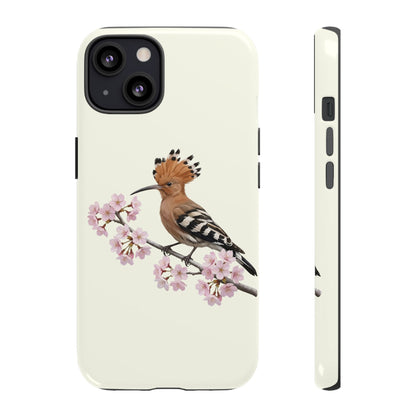 Wiedehopf Handyhülle in Cremeweiß | Florales Kirschblüten Vogel-Motiv für iPhone & Google Pixel – animal lover,