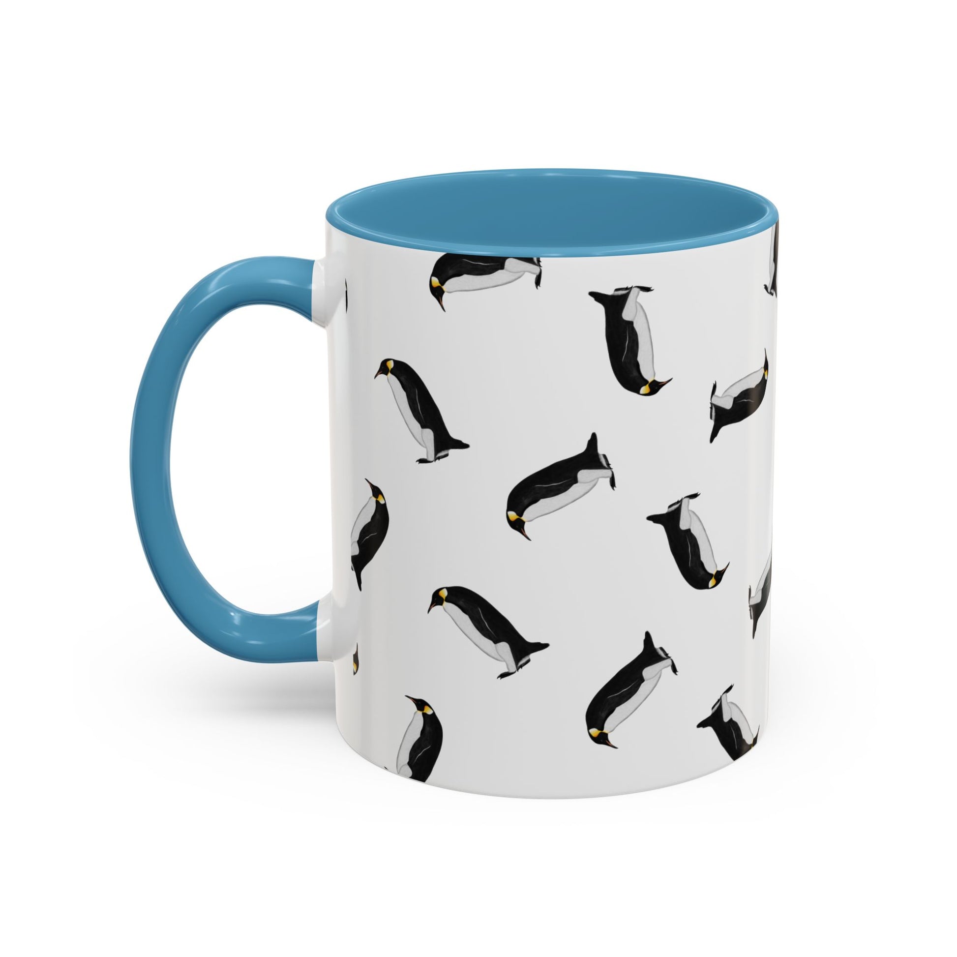 Pinguin Tasse mit Streumuster | Vogelmotiv Kaffeebecher für Vogelbeobachter & Naturfreunde in Yellow