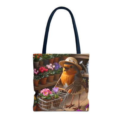 Rosi Rotkehlchen im Blumenladen Stofftasche – Robuste Tote Bag für Pflanzenfreunde und Gartenliebhaber