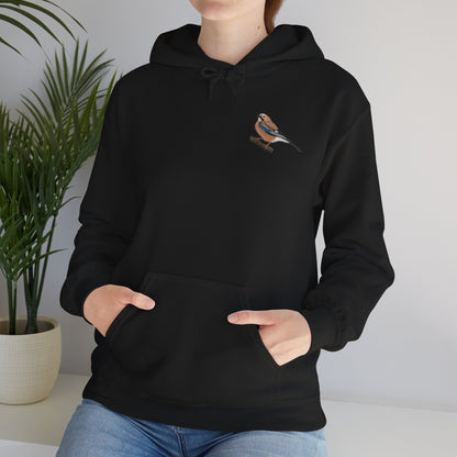Eichelhäher Hoodie – Minimalistischer Kapuzenpullover mit kleinem Brustmotiv für Waldfreunde