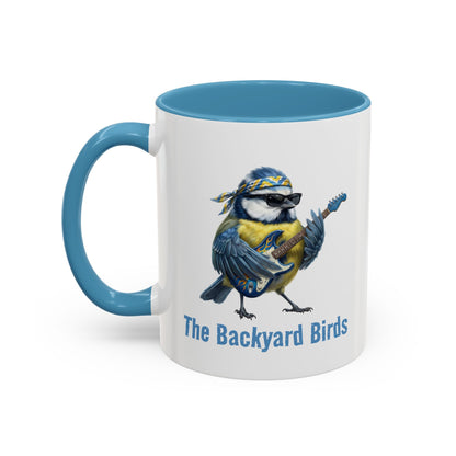 Speedy die Blaumeise (Bass) – The Backyard Birds Offizielle Kaffee-Tasse | Zweifarbige Premium Keramik (Blau/Weiß)