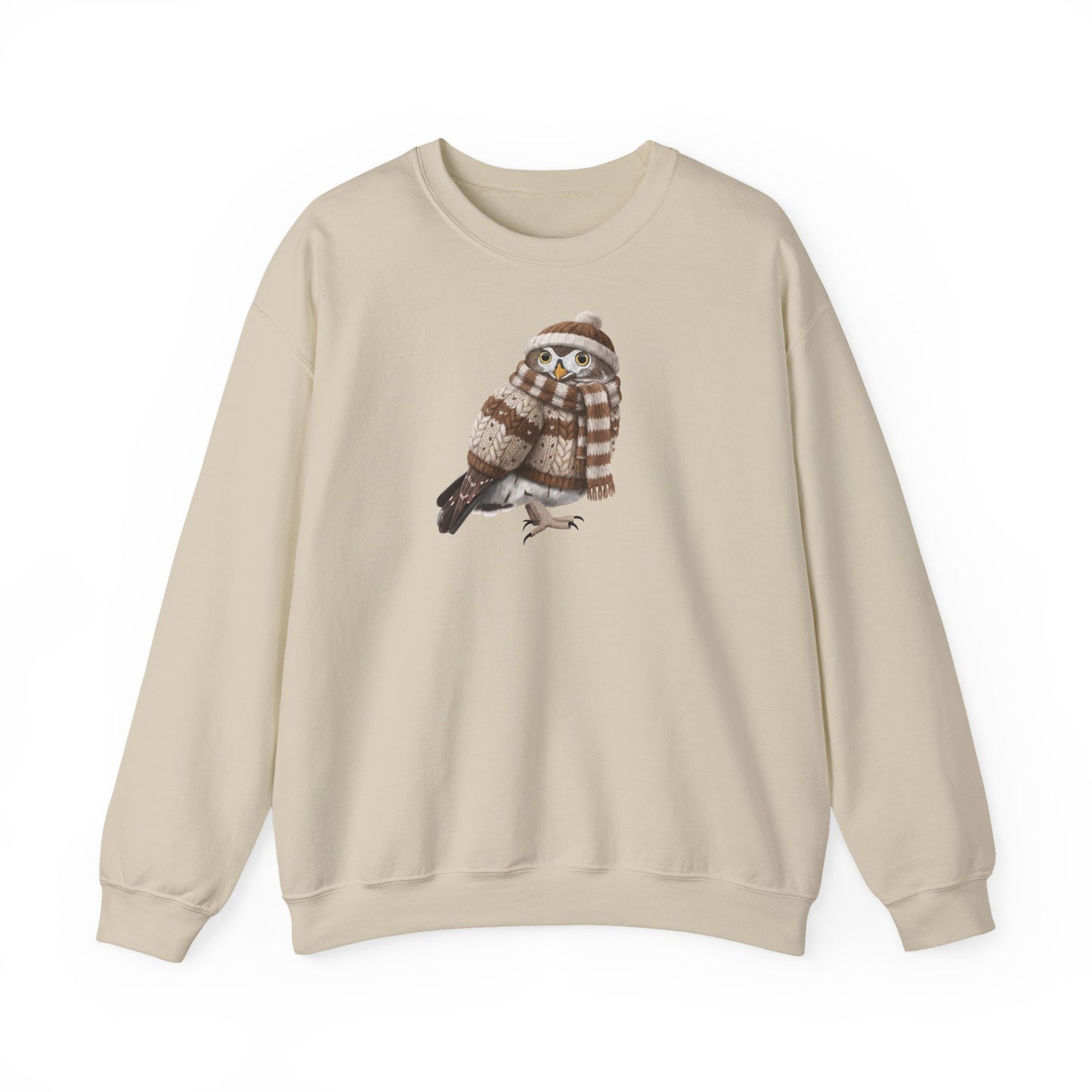 Eule in Strick Weihnachts-Sweatshirt | Unisex Vogel Sweater für Vogelfreunde & Vogelbeobachter