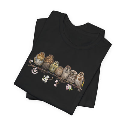 Rotkehlchen Amsel Blaumeise Jungvogel Premium T-Shirt | Frühlingsblüten Vogelmotiv für Vogelbeobachter