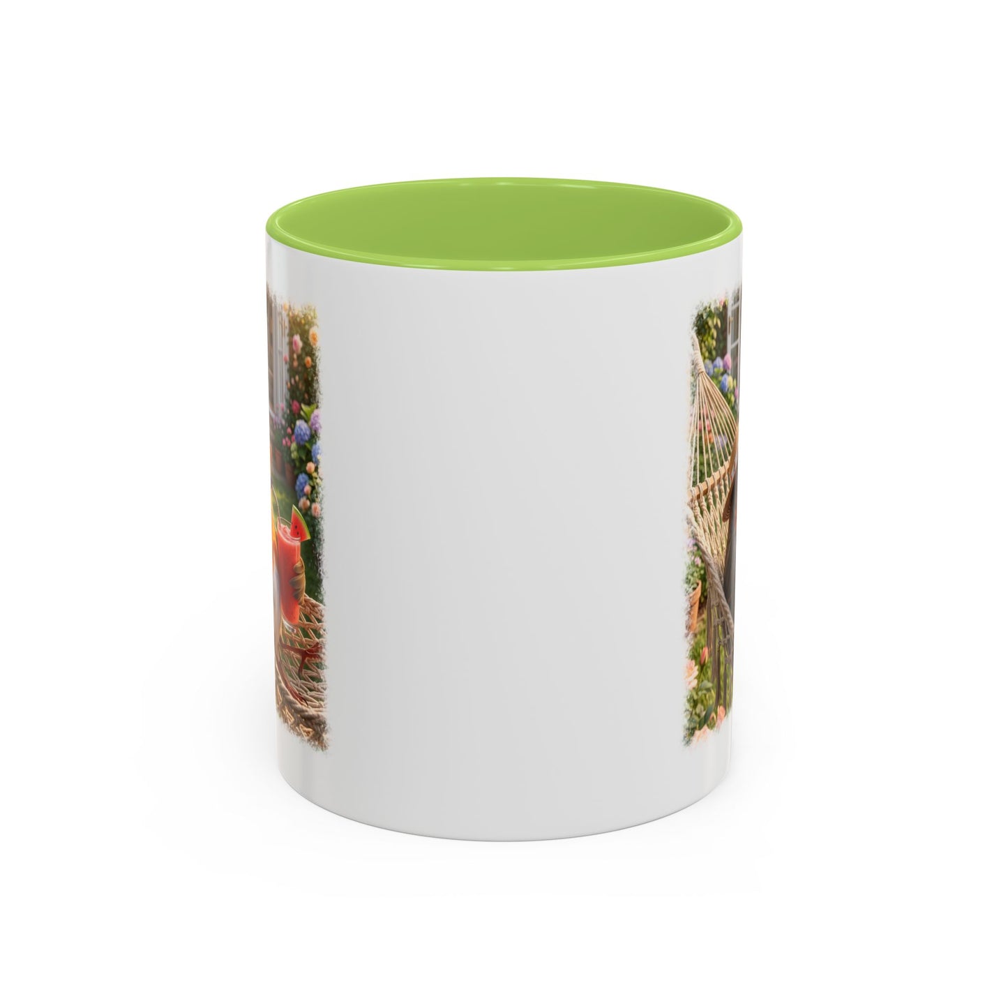 Tasse mit Rotkehlchen Motiv Rosi in der Hängematte für Vogelfreunde