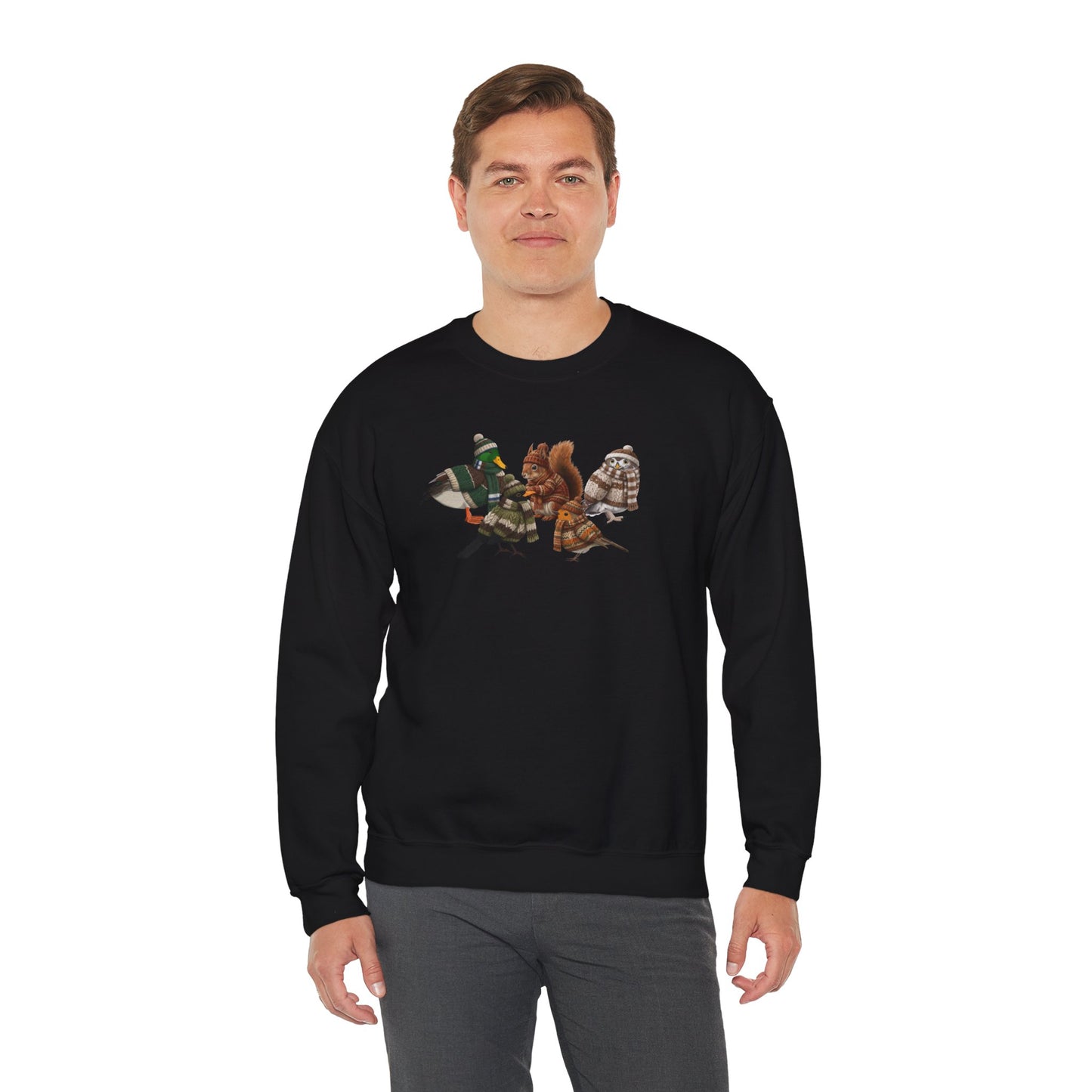 Kuscheliges Vogelmotiv Winter-Sweatshirt: Die Tier-Gang mit Mütze & Pullover