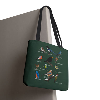 Heimische Gartenvögel Vogelkunde Tragetasche – Accessories und All Over Print Stil