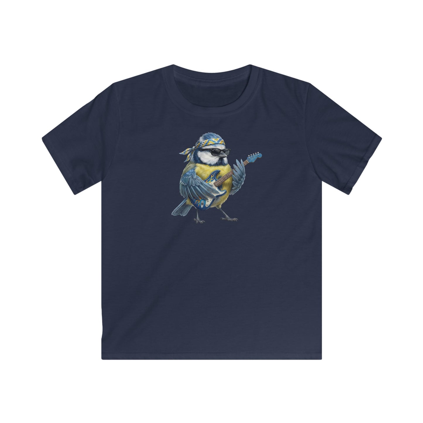 Blaumeise Kinder T-Shirt – bird guitar und birthday shirt Stil