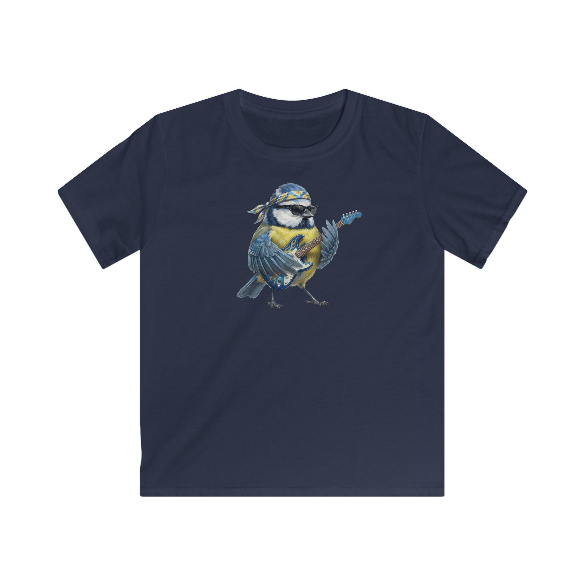Blaumeise Kinder T-Shirt – bird guitar und birthday shirt Stil