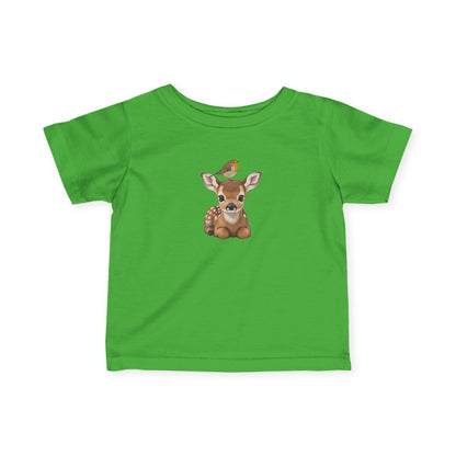 Rehkitz mit Rotkehlchen Baby T-Shirt Süßes Tiermotiv