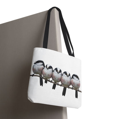 Schwanzmeisen Tragetasche 40x40cm Vogel Tasche Weiß für Vogelbeobachter