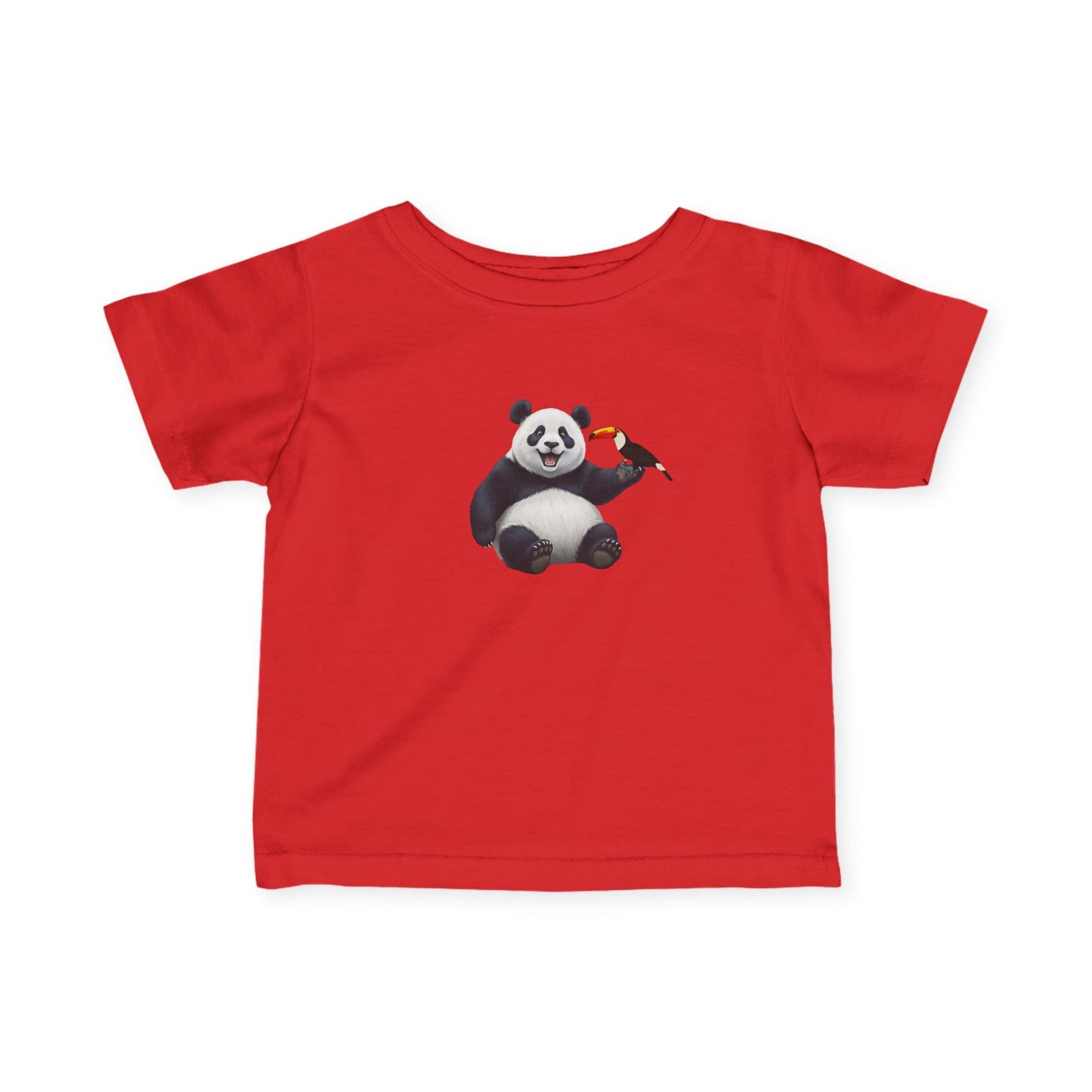 Panda mit Tukan Vogel Tiermotiv T-Shirt für Babys und Kleinkinder