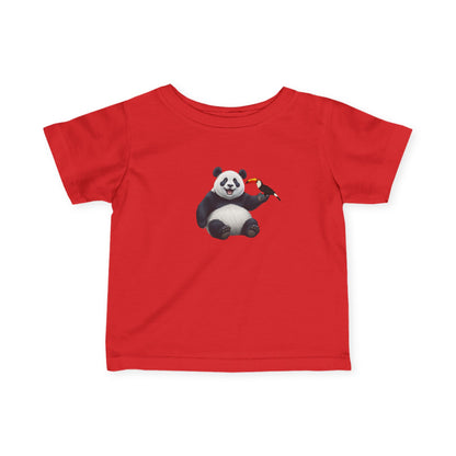 Panda mit Tukan Vogel Tiermotiv T-Shirt für Babys und Kleinkinder