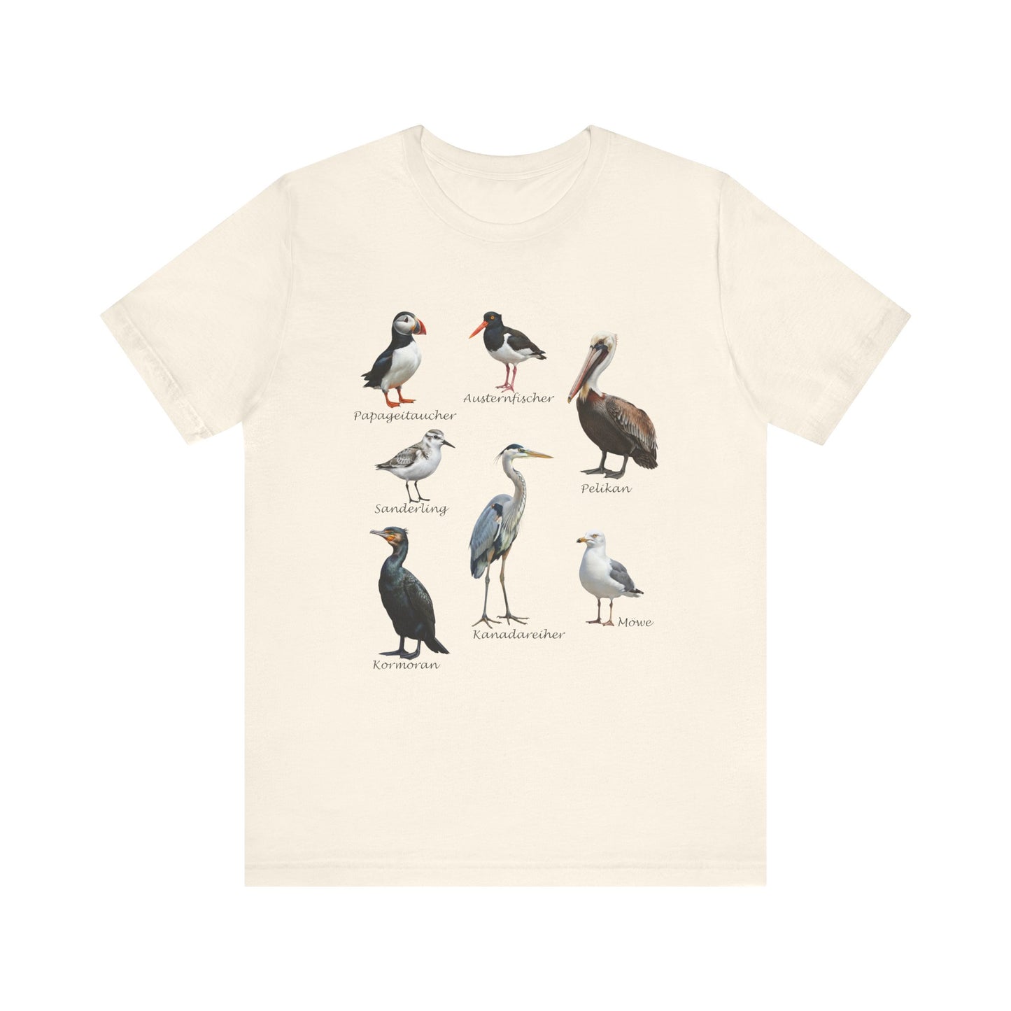 T-Shirt mit Küstenvögeln: Papageitaucher, Möwe & Co. | Vogelkunde Strandliebe – bird graphic tee, Vogel