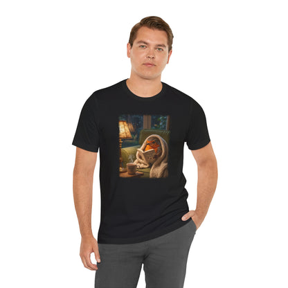 Gemütliches Rotkehlchen T-Shirt mit Lese-Motiv | Süßes Vogel-Shirt für Buchliebhaber & Cozy Vibes