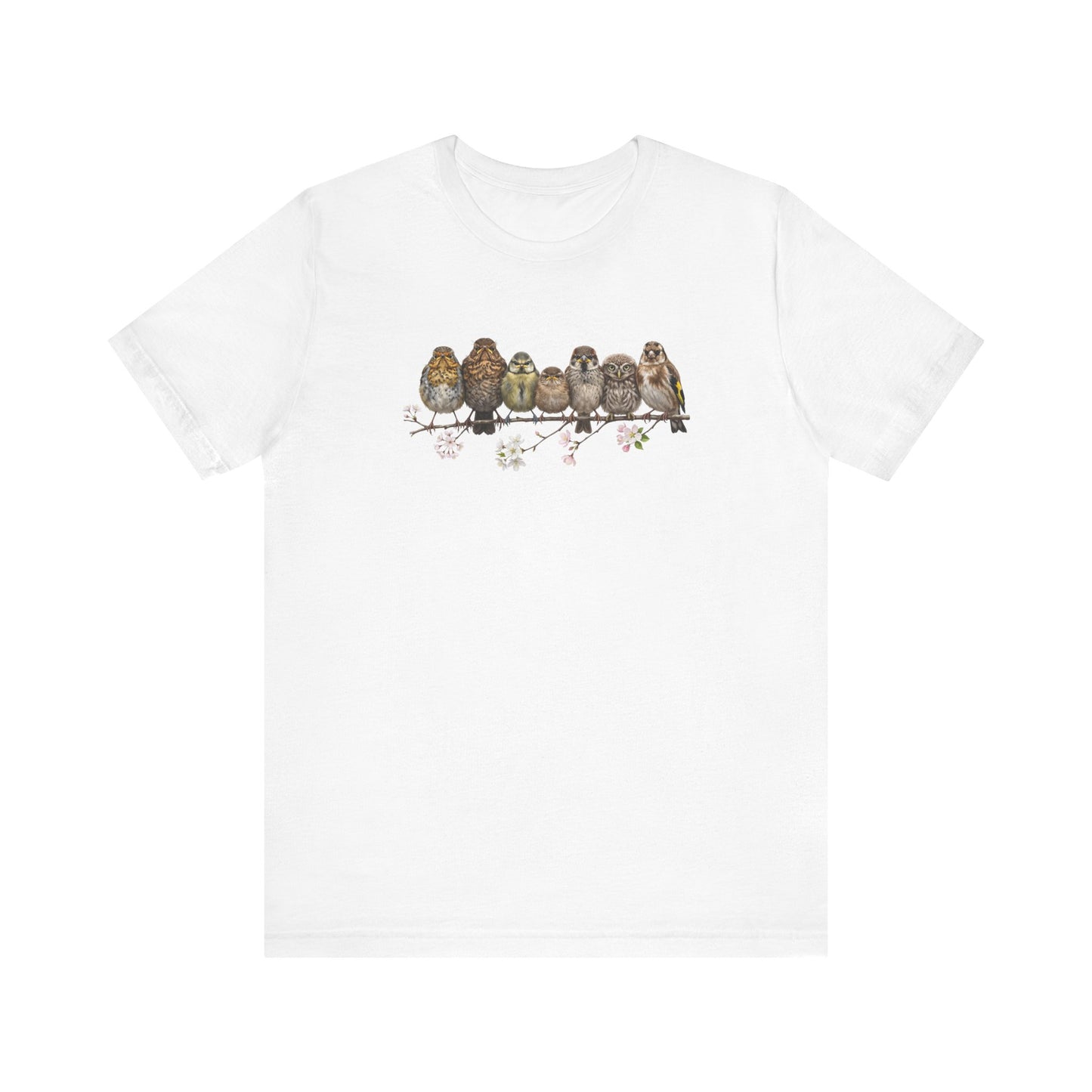 Rotkehlchen Amsel Blaumeise Jungvogel Premium T-Shirt | Frühlingsblüten Vogelmotiv für Vogelbeobachter