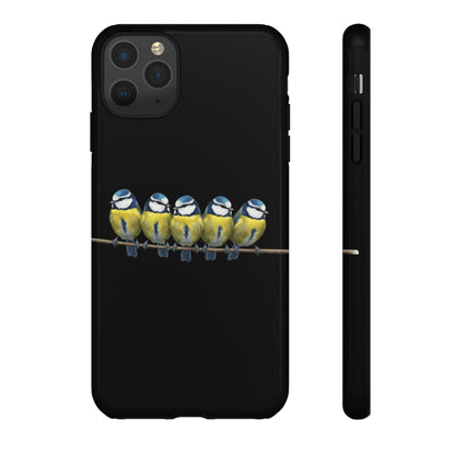 Blaumeisen auf einem Ast Premium Handyhülle – Doppelt Geschützt & Rundum Bedruckt Schwarz