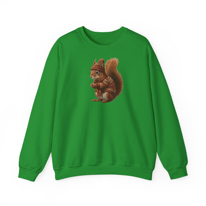 Eichhörnchen in Strick Weihnachts-Sweatshirt | Unisex Tiermotiv Sweater für Tierfreunde & Tierbeobachter