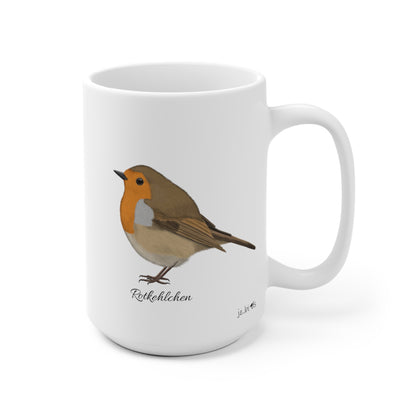 Rotkehlchen Vogel Tasse Weiß für Vogelbeobachter