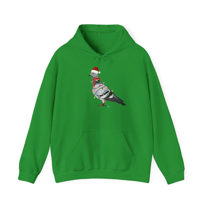 Taube Weihnachts-Hoodie - Vogel als Weihnachtsmann mit Lichterkette Sweater