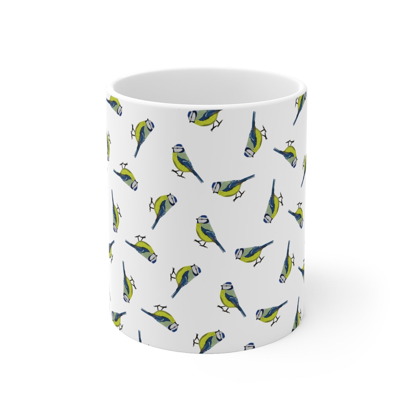 Blaumeise Tasse – mit Streumuster | Vogelmotiv Kaffeebecher für Vogelbeobachter & Naturfreunde