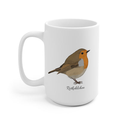 Rotkehlchen Vogel Tasse Weiß für Vogelbeobachter