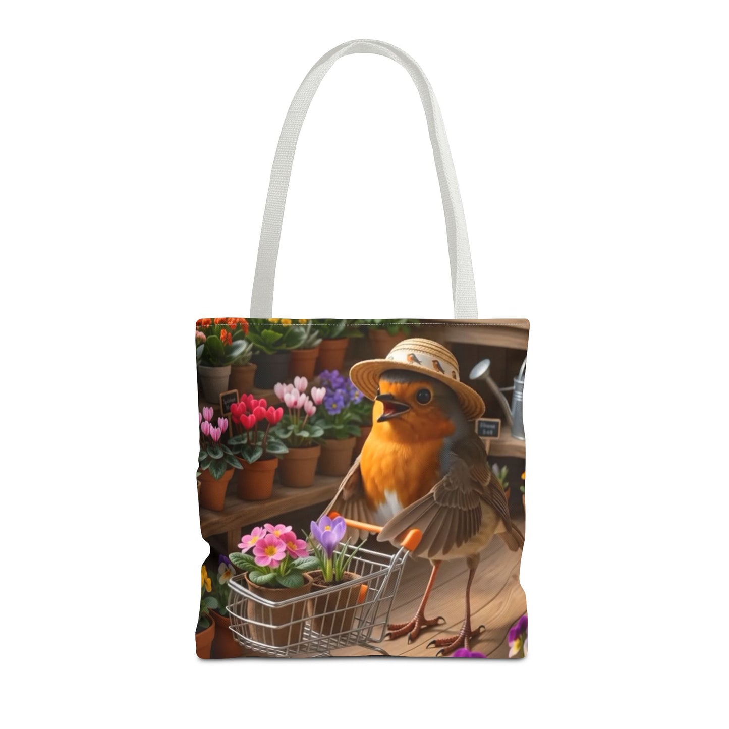 Rosi Rotkehlchen im Blumenladen Stofftasche – Robuste Tote Bag für Pflanzenfreunde und Gartenliebhaber