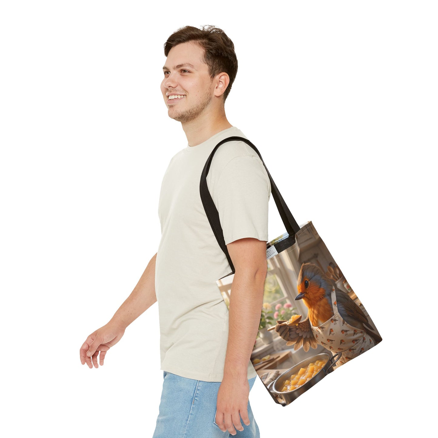 Premium Tragetasche Rosi Rotkehlchen kocht Apfelmus (40 x 40 cm)