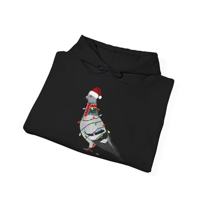 Taube Weihnachts-Hoodie - Vogel als Weihnachtsmann mit Lichterkette Sweater