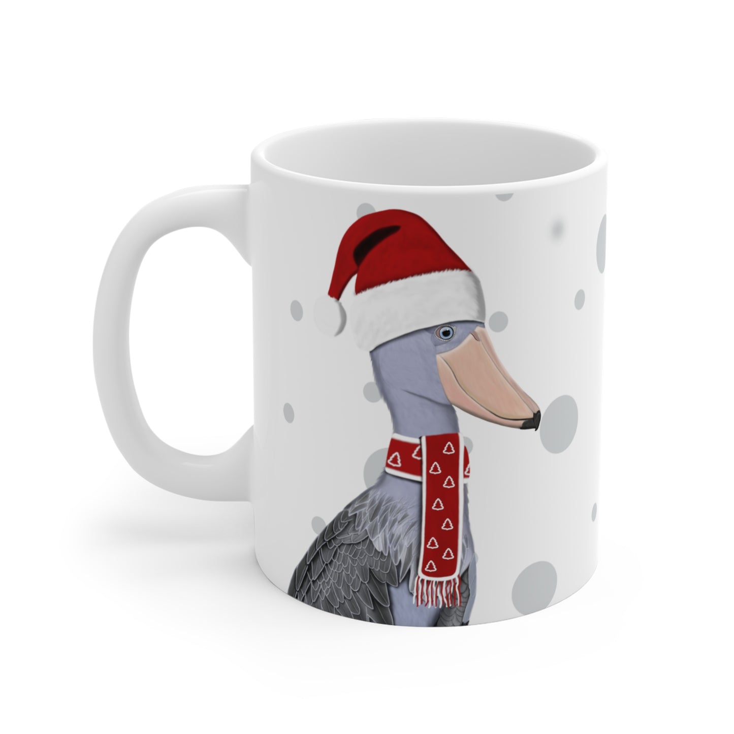 Schuhschnabel als Weihnachtsmann Vogel Tasse