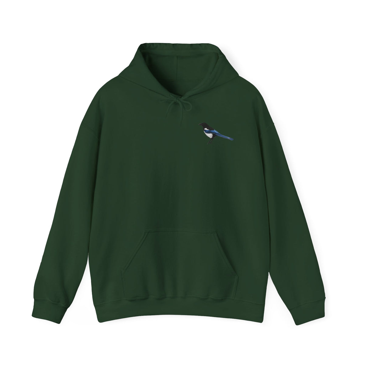 Elster Hoodie – Minimalistischer Kapuzenpullover mit kleinem Vogelmotiv für Naturfans