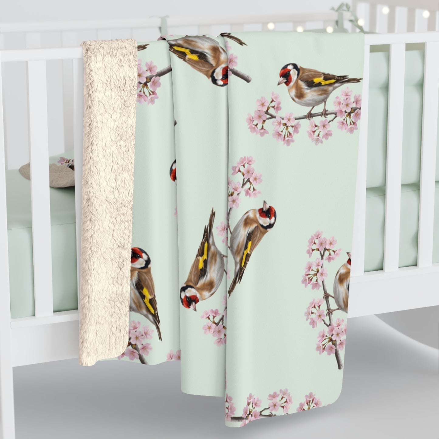 Stieglitz Decke – bird pattern blanket und cozy fleece Stil