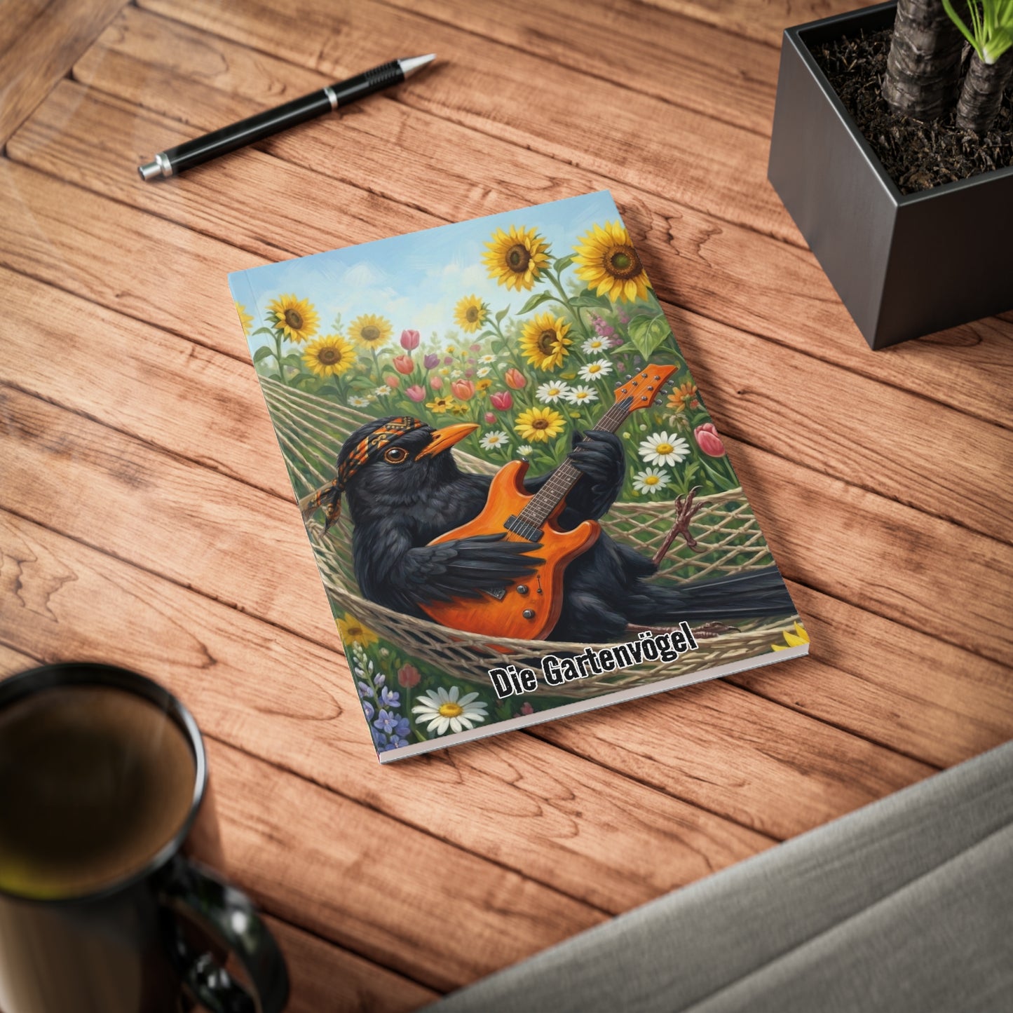Blacky mit Gitarre Notizbücher – a5 notebook, artistic