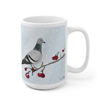 Taube auf einem Ast im Winter Weihnachten Schnee Vogel Tasse