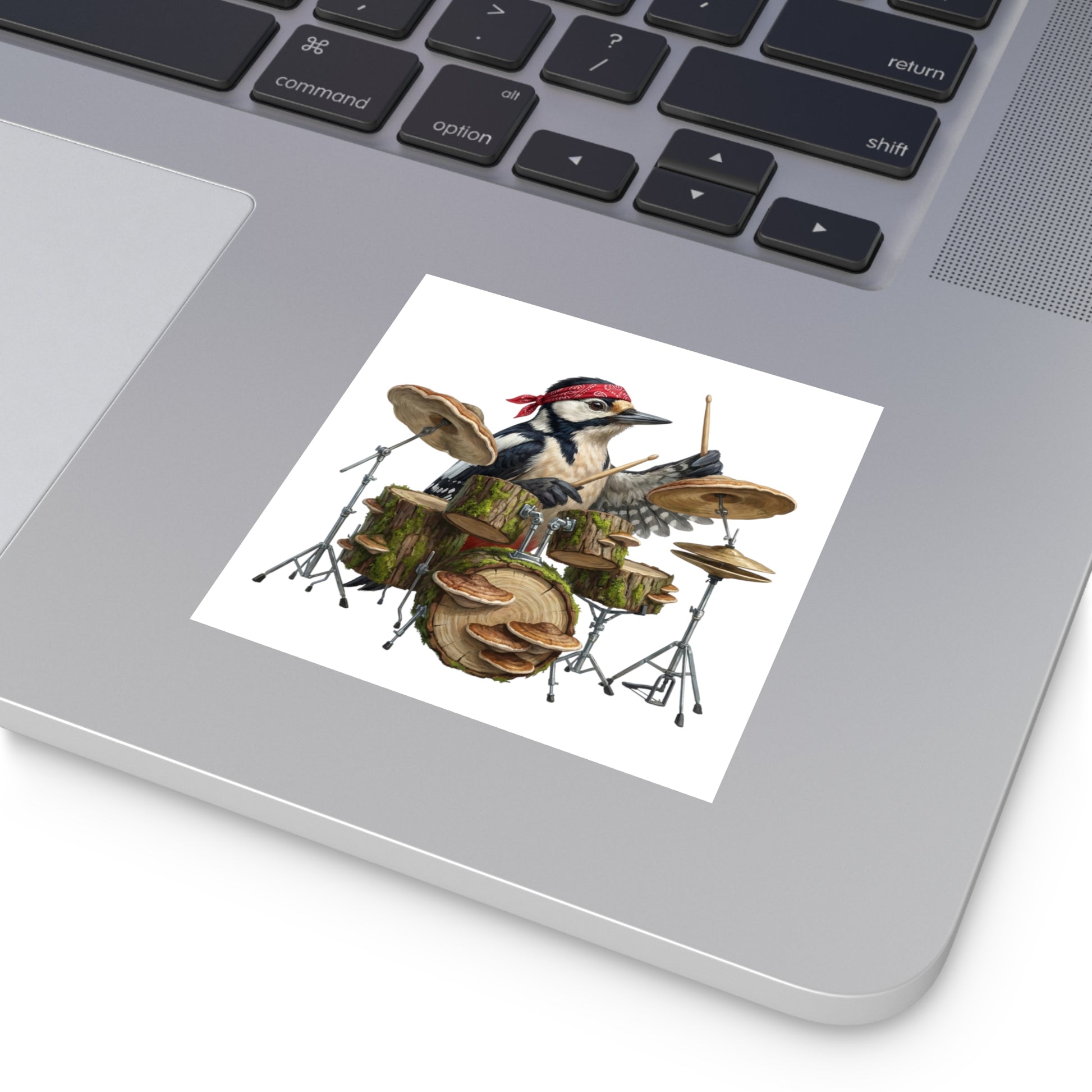 Sigi Specht am Schlagzeug Premium Sticker (Die Gartenvögel) – animal Aufkleber
