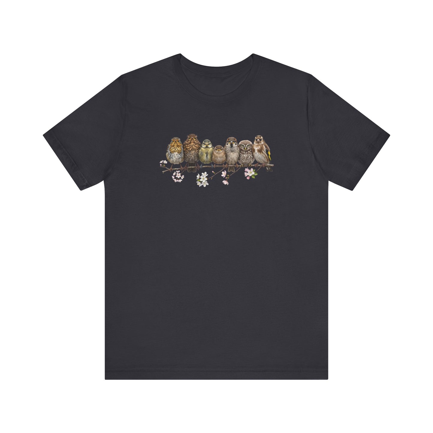 Rotkehlchen Amsel Blaumeise Jungvogel Premium T-Shirt | Frühlingsblüten Vogelmotiv für Vogelbeobachter