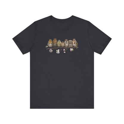 Rotkehlchen Amsel Blaumeise Jungvogel Premium T-Shirt | Frühlingsblüten Vogelmotiv für Vogelbeobachter