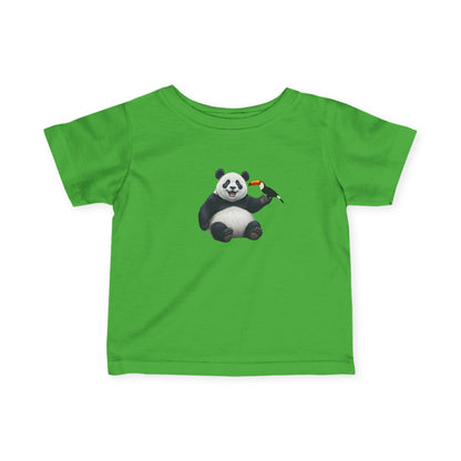Panda mit Tukan Vogel Tiermotiv T-Shirt für Babys und Kleinkinder