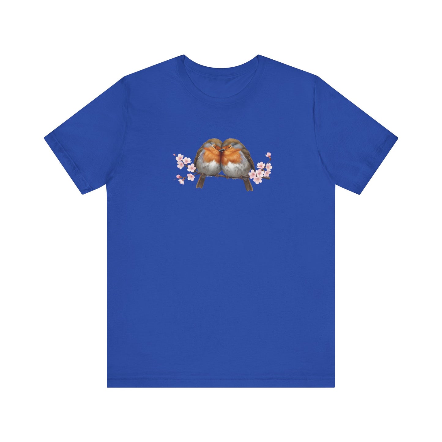 Rotkehlchen Pärchen in Kirschblüten T-Shirt - Romantisches Vogel Geschenk