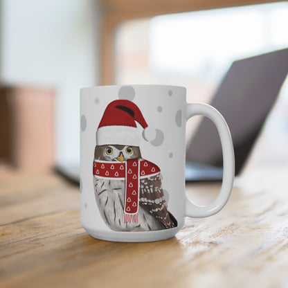 Eule als Weihnachtsmann Vogel Tasse