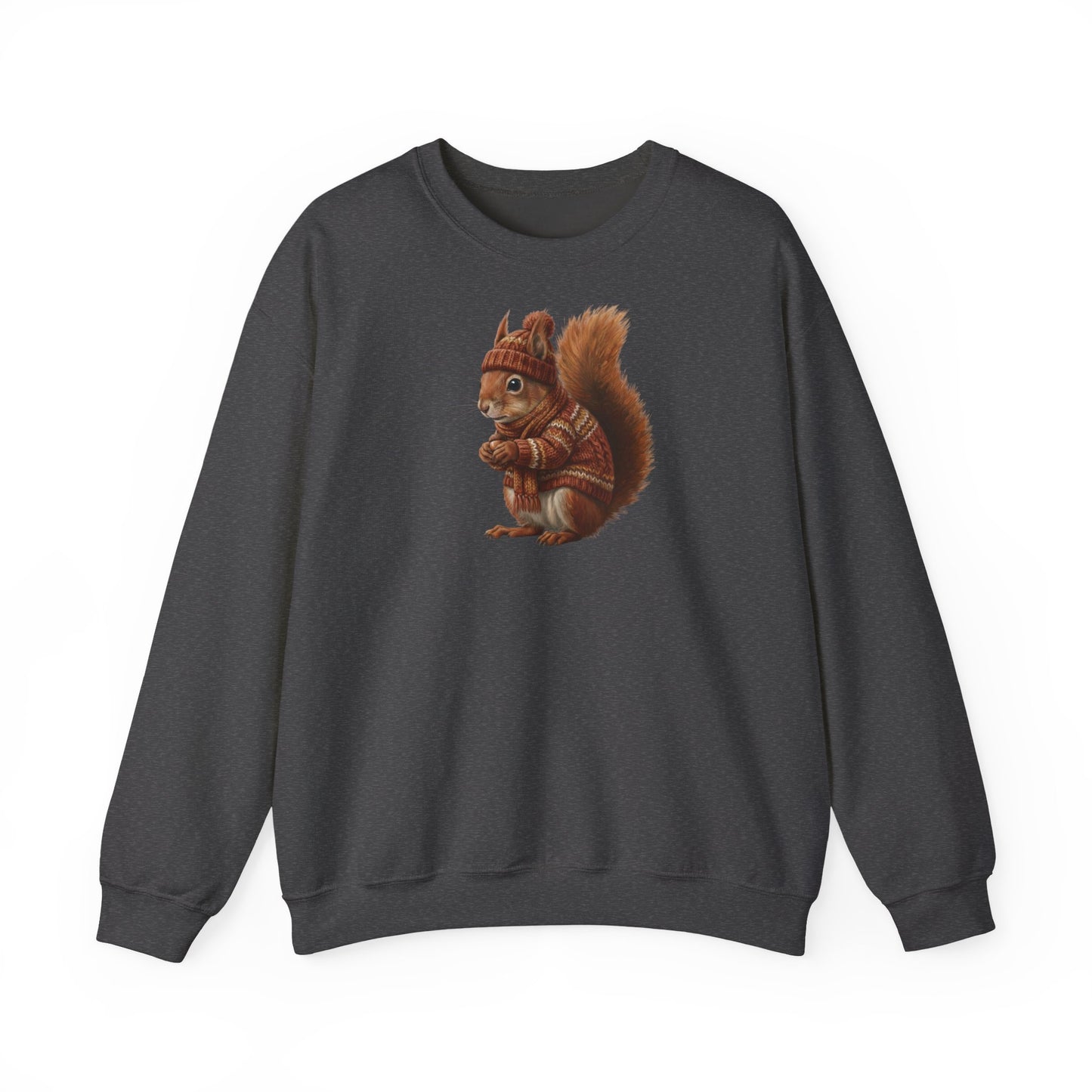 Eichhörnchen in Strick Weihnachts-Sweatshirt | Unisex Tiermotiv Sweater für Tierfreunde & Tierbeobachter