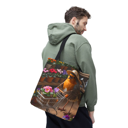 Rosi Rotkehlchen im Blumenladen Stofftasche – Robuste Tote Bag für Pflanzenfreunde und Gartenliebhaber