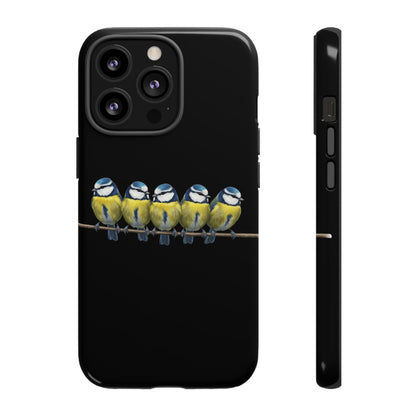 Blaumeisen auf einem Ast Premium Handyhülle – Doppelt Geschützt & Rundum Bedruckt Schwarz